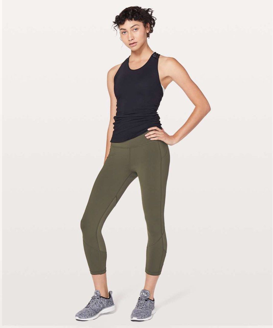 Lululemon Pace Rival Crop 22 dark olive, Women's Fashion, Activewear on  Carousell