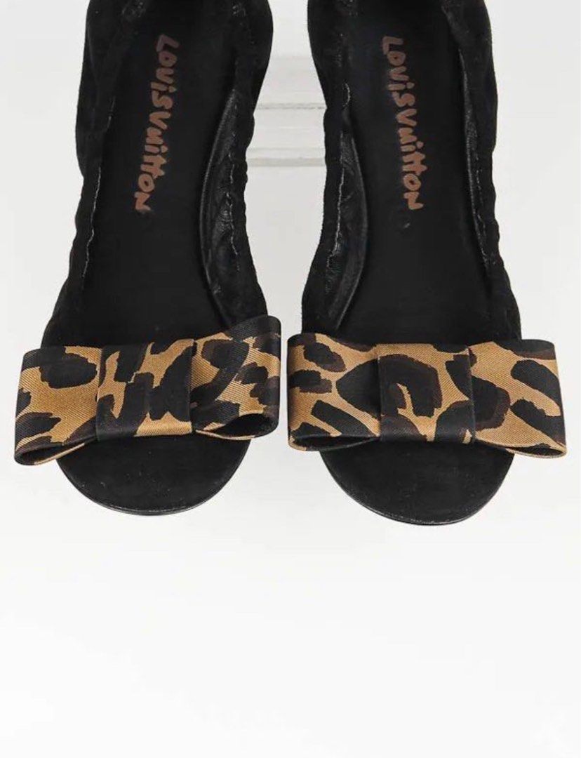 Louis Vuitton Black Suede and Leopard Print Fabric Bow Scrunch