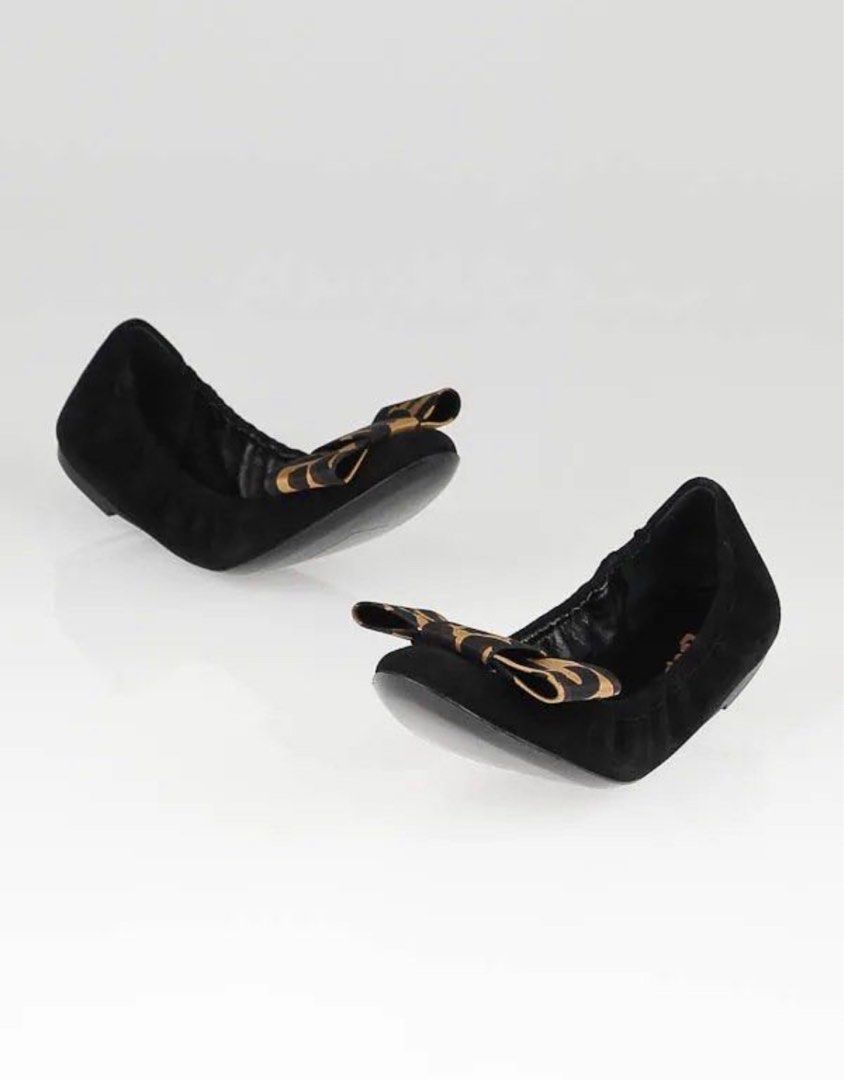 Louis Vuitton Black Suede and Leopard Print Fabric Bow Scrunch