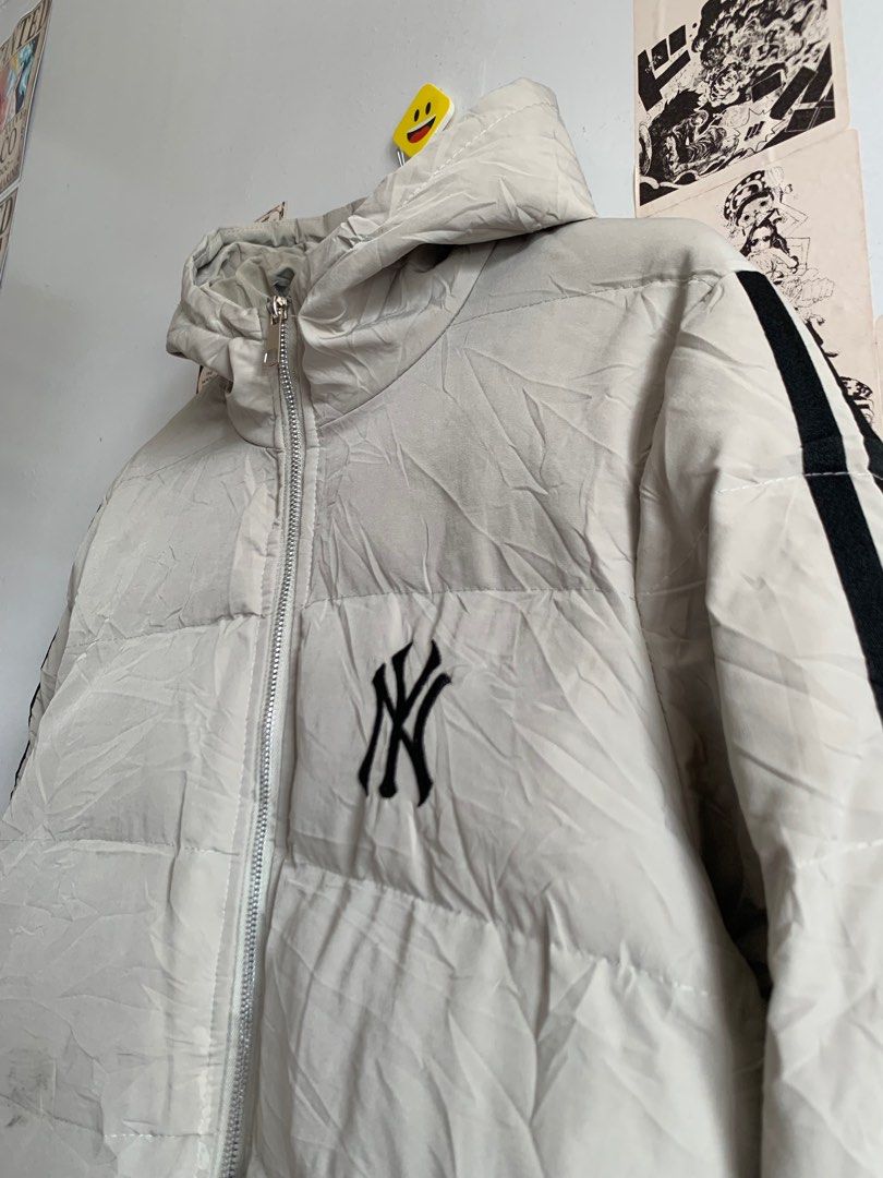 MLB New York Yankees Hooded Full Front Zip Puffy Puffer Blue Winter Jacket  STD1