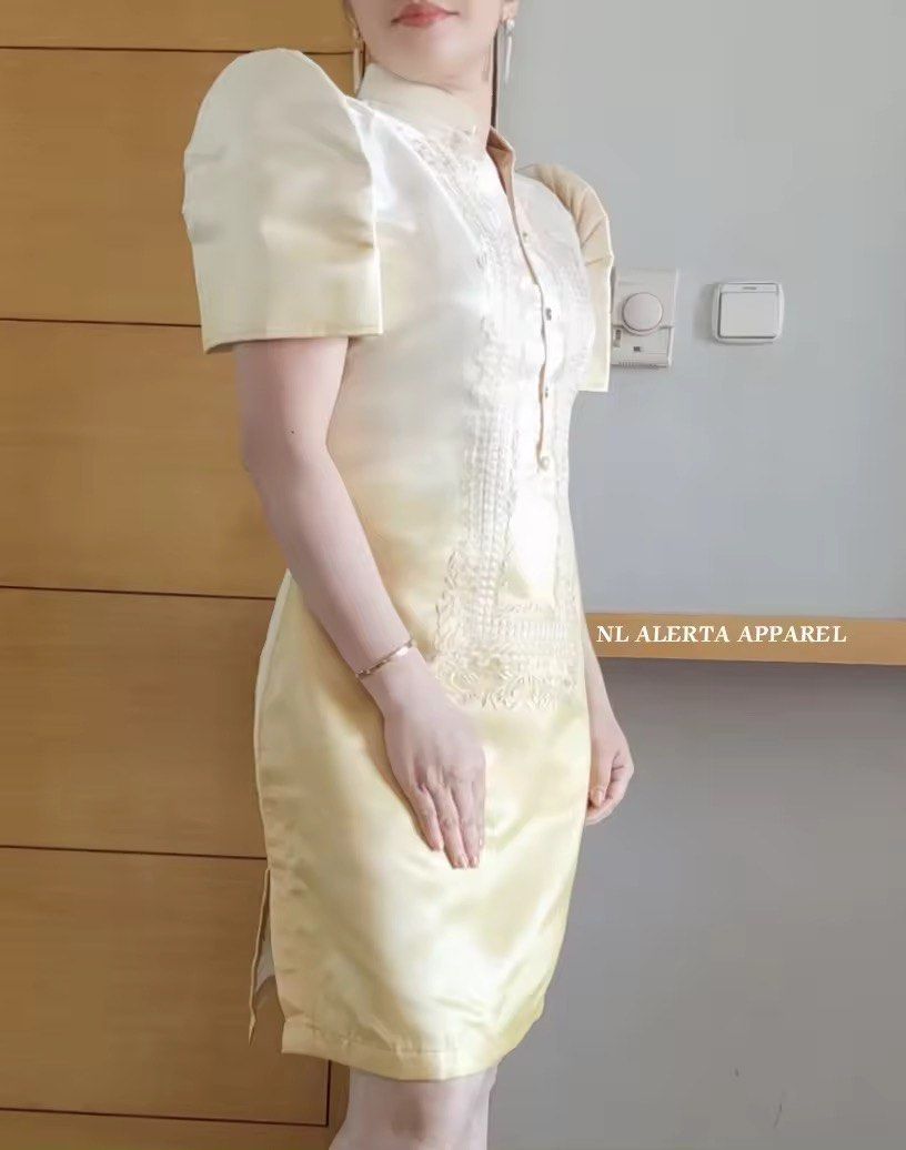 MODERN FILIPINIANA MESTIZA BARONG DRESS FOR WOMEN PURE EMBROIDERED