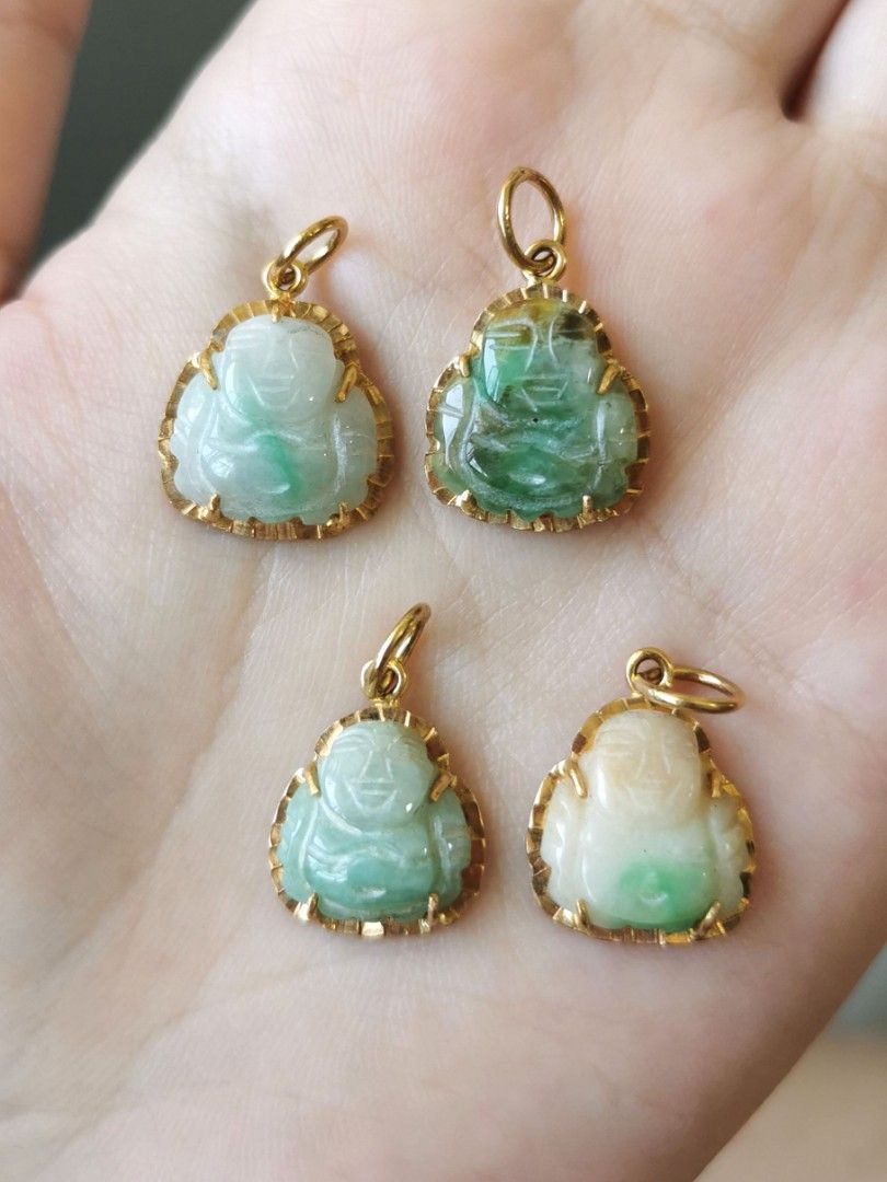 Gold and shop jade buddha pendant