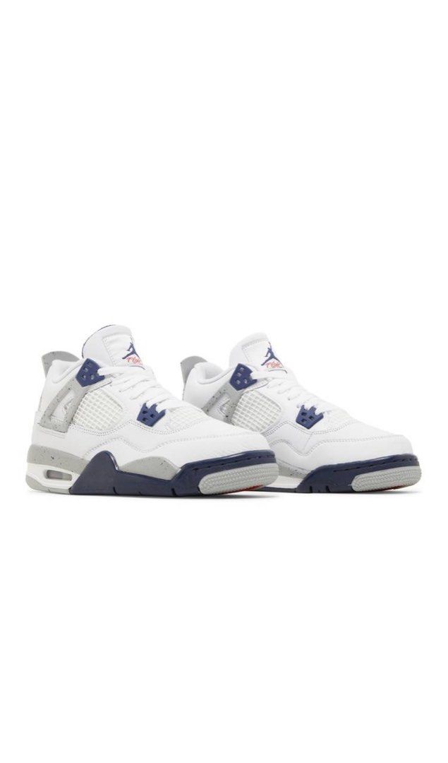 White navy top blue jordans