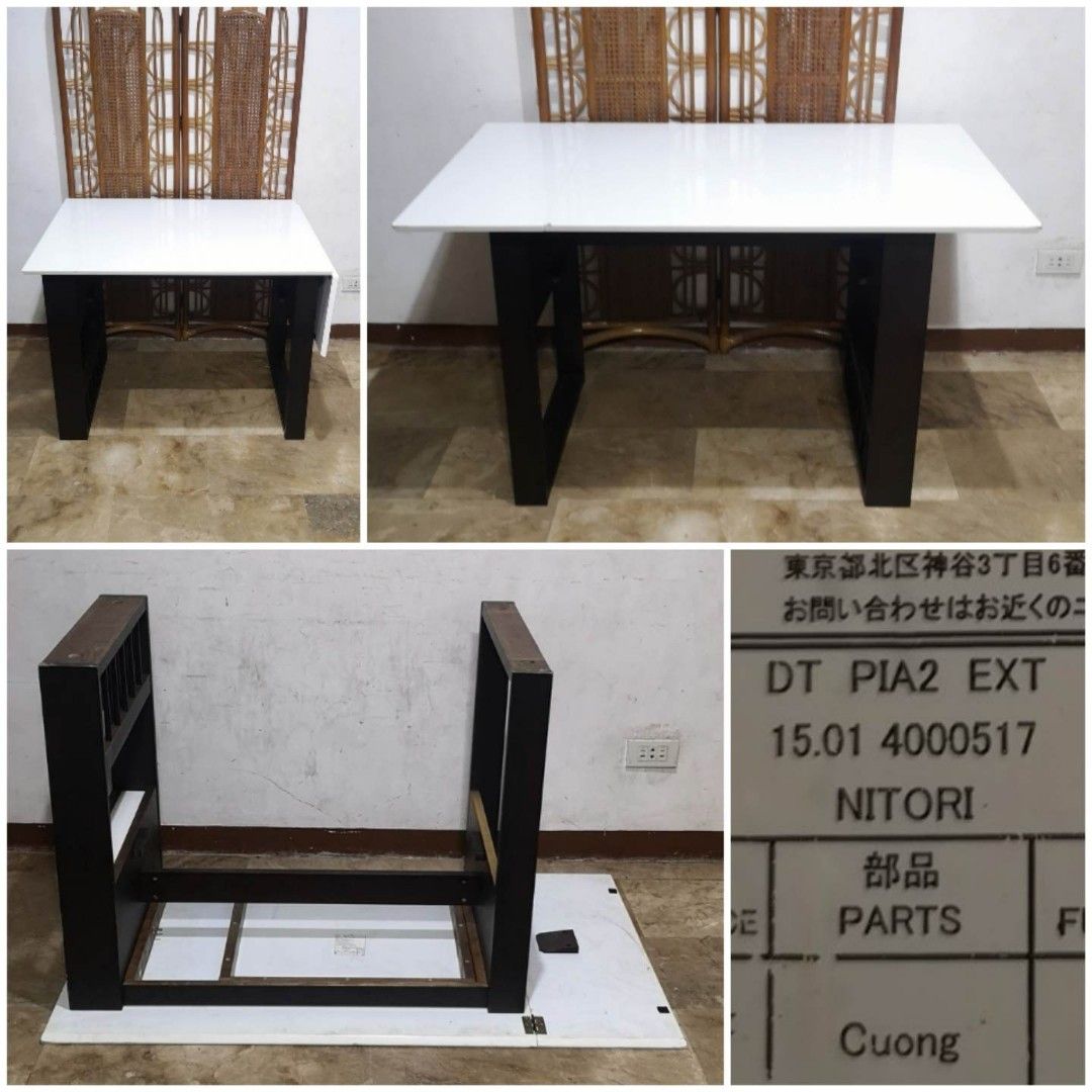 NITORI dining set 4-5 seater, 4pcs set like new, Furniture & Home