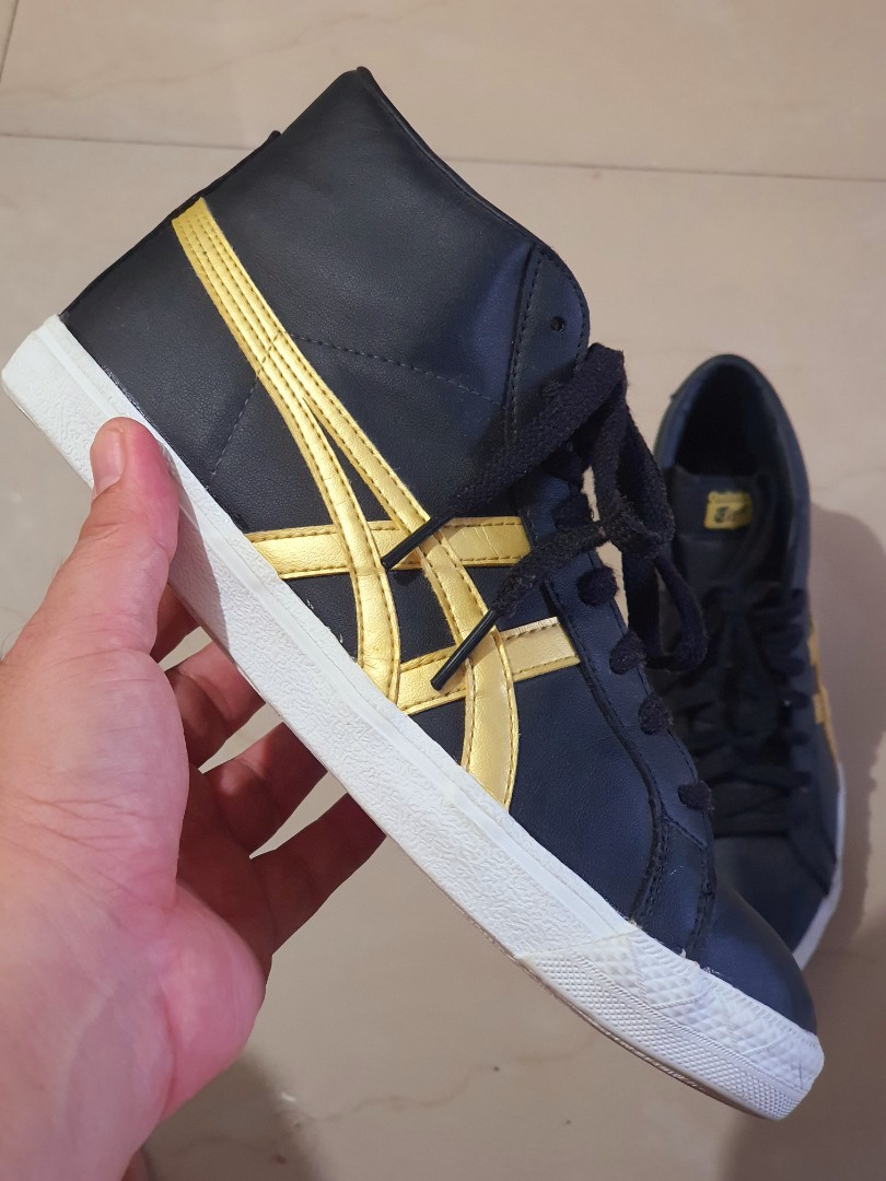 Onitsuka Tiger Mid Runner Black Leather with Gold Trims (EU38/24cm/US5 ...