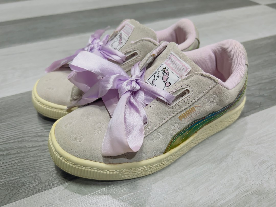 Puma minions suede top heart fluffy children trainer