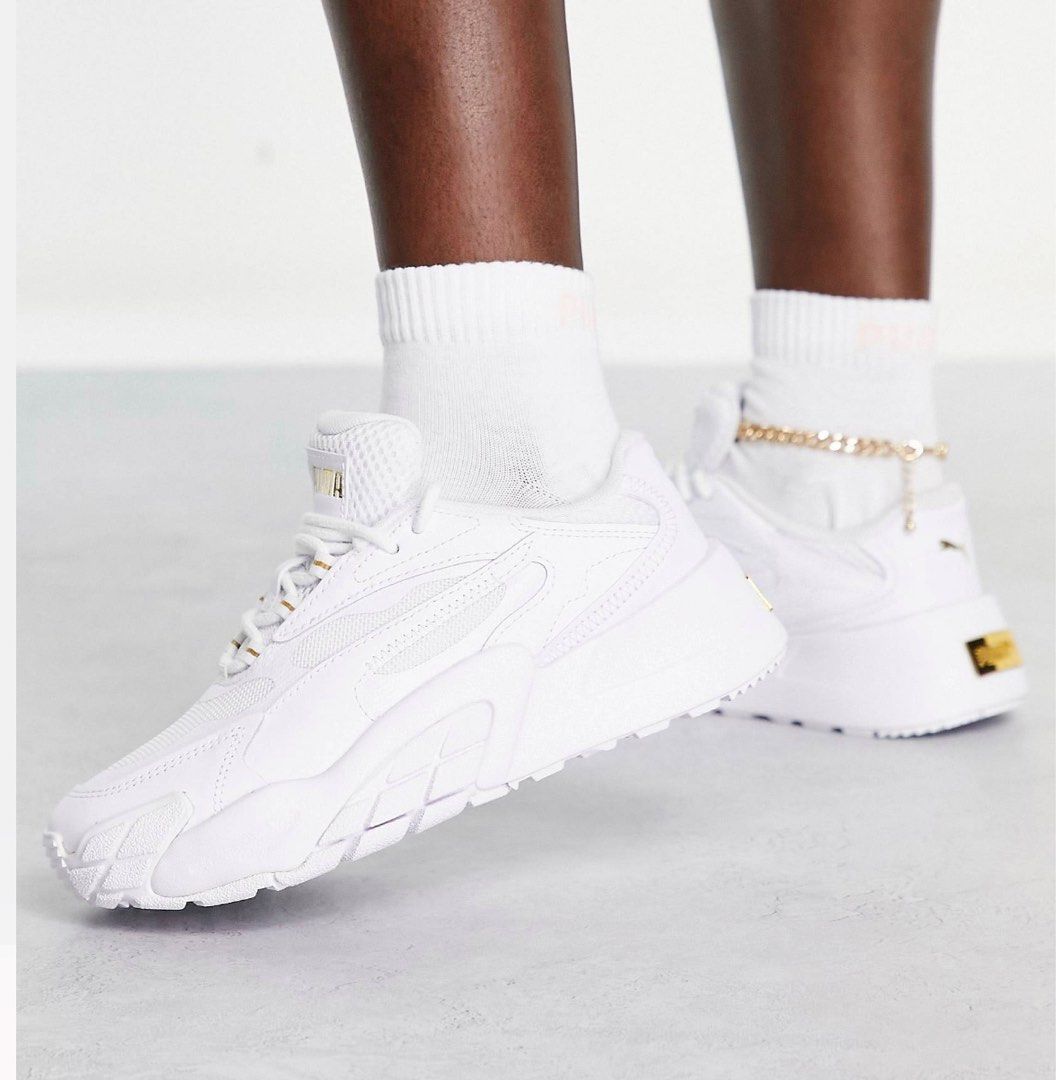 White and sale gold puma trainers