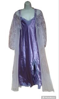 Purple Maxi dress M size, lace robe L size