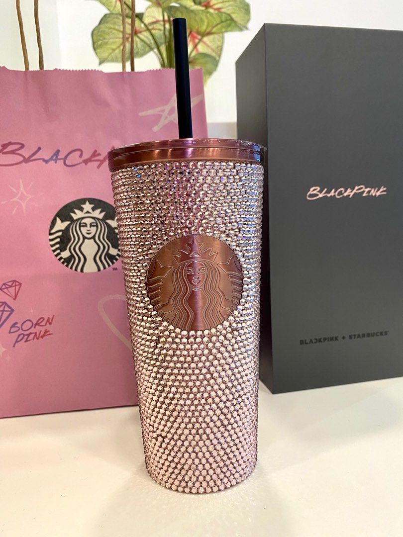 SB rhinestone blackpink tumbler, Furniture & Home Living, Kitchenware