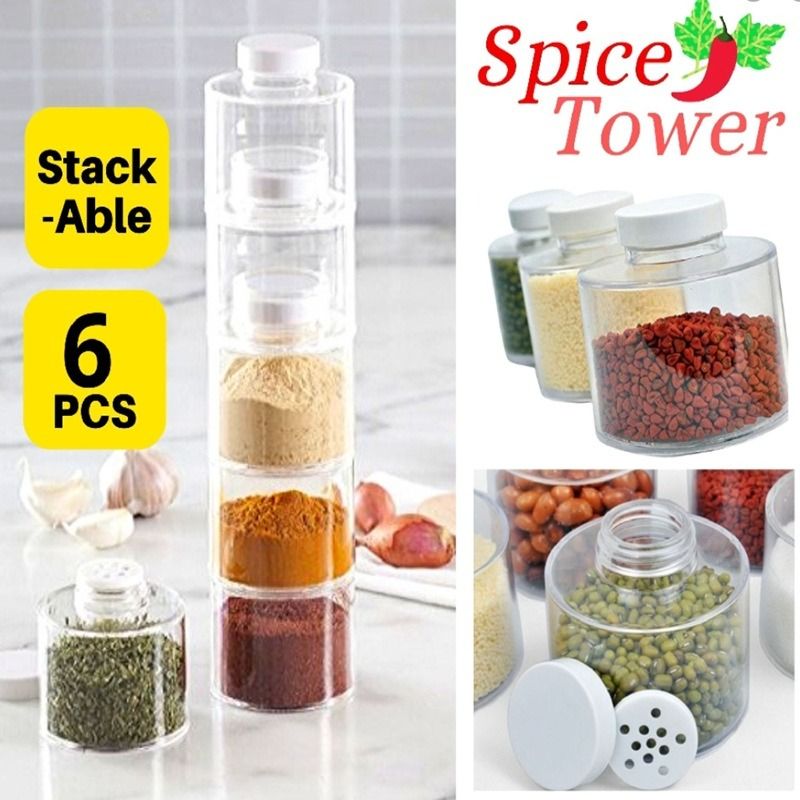 6pcs/set Transparent Seasoning Bottle Set, Kitchen Condiment Dispenser With  Lid, Restaurant Home Salt Pepper Shaker, Small Size