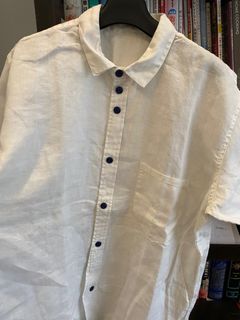SHIPS Japanese Brand Linen Short Sleeve White Shirt Medium