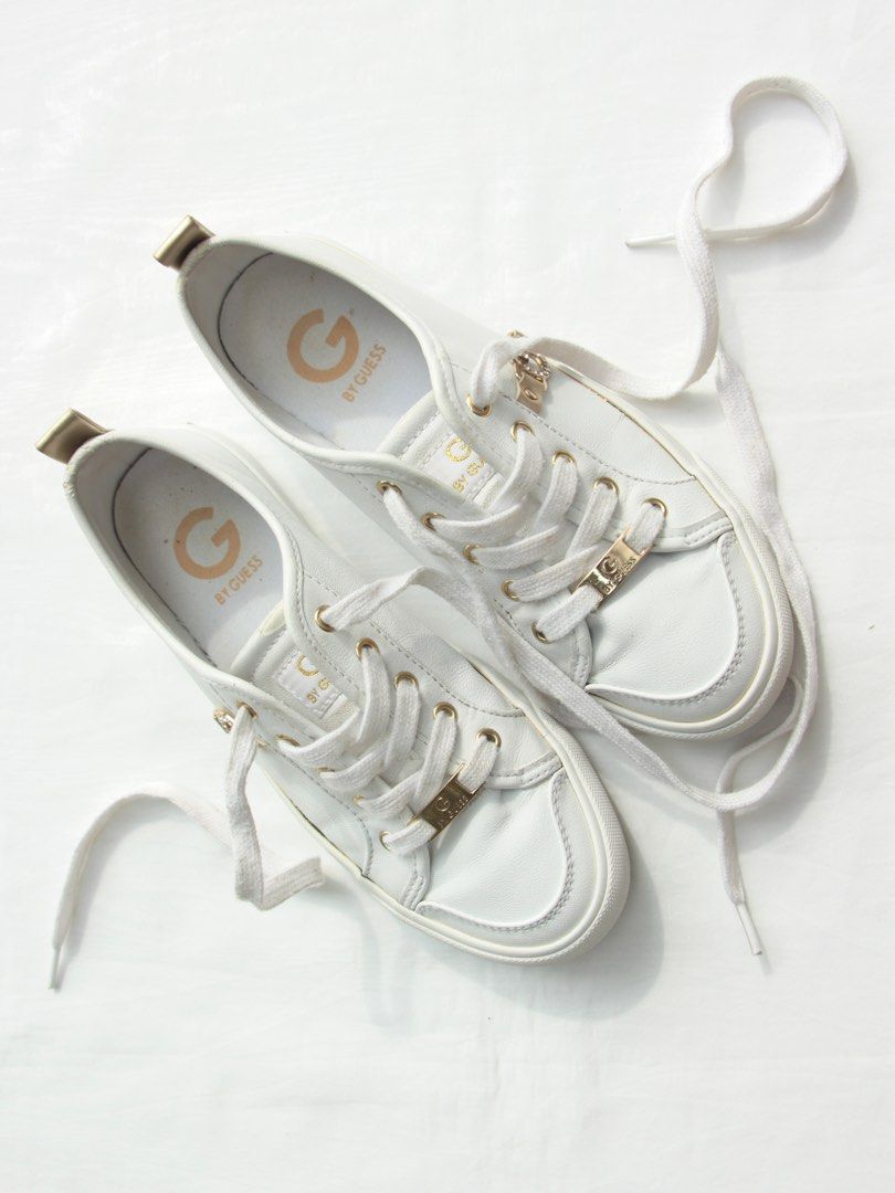 Size 6 G by Guess White Gold Sneakers