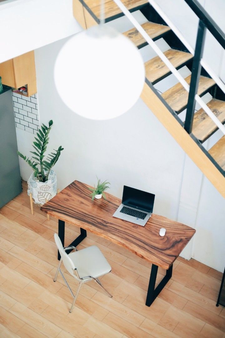 Table Haspe Solid wood acacia table,Wfh table. minimalist,solid slab, industrial ...