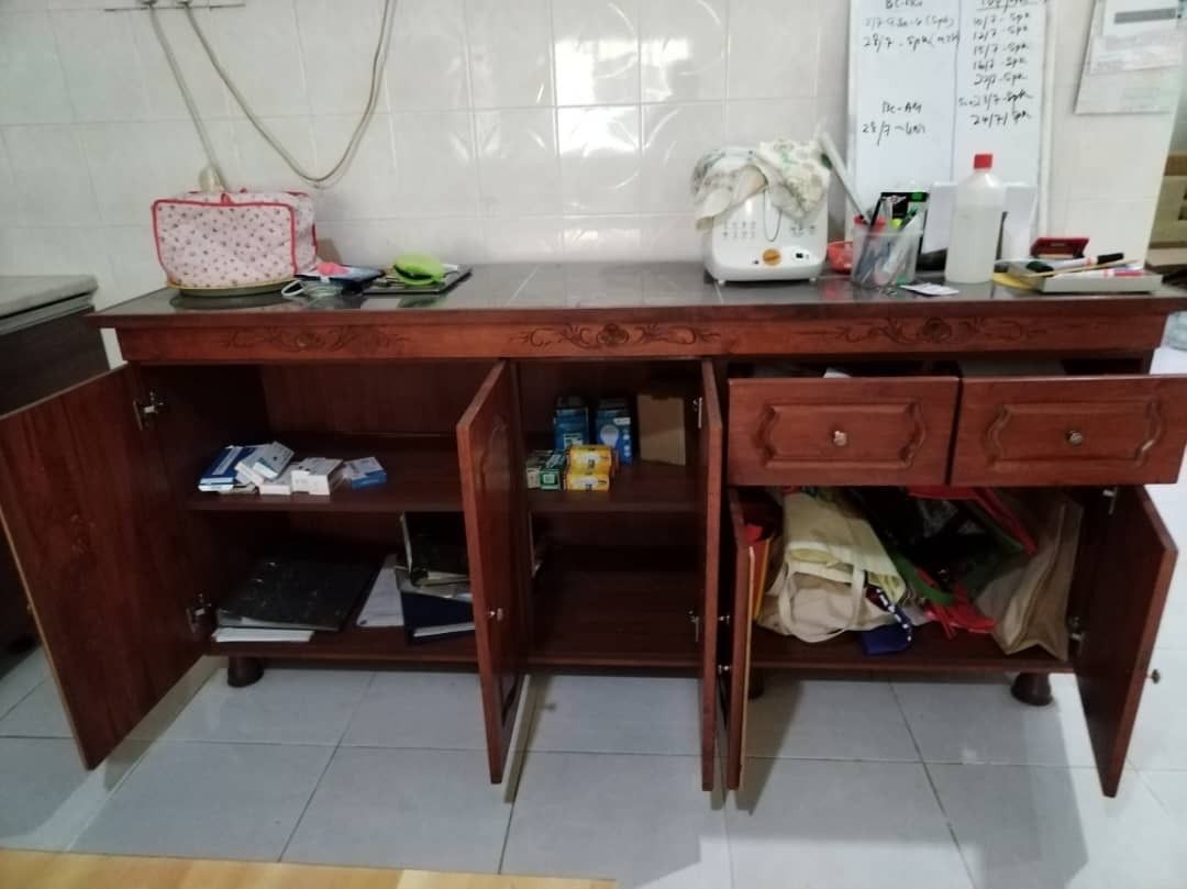 Solid Wood Dapur Rak Dapur Almari Dapur Kitchen Kitchen