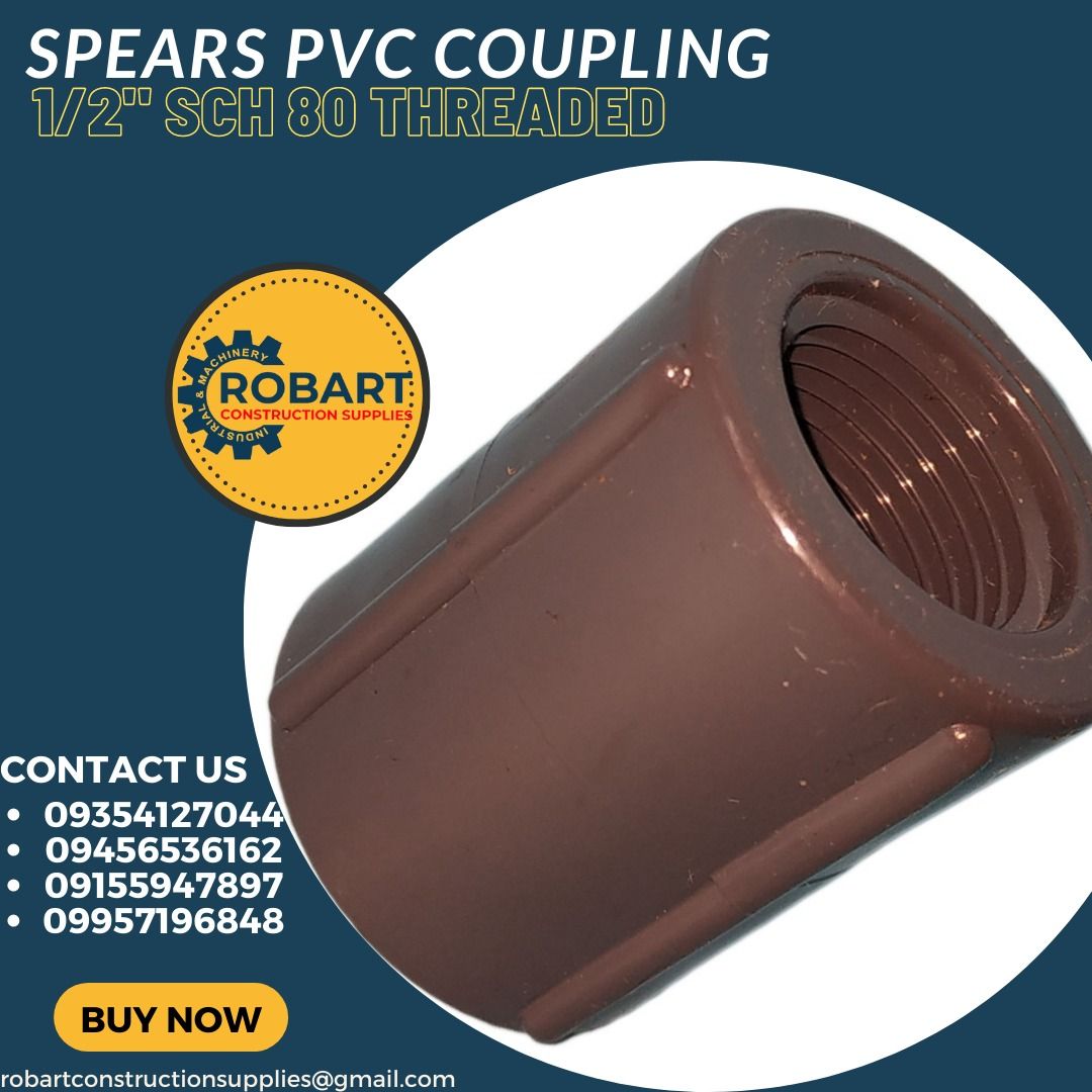 SPEARS PVC COUPLING 1/2" SCH80 THREADED on Carousell