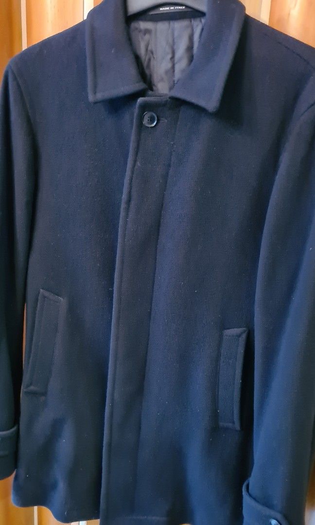 Mens black online peacoat with hood