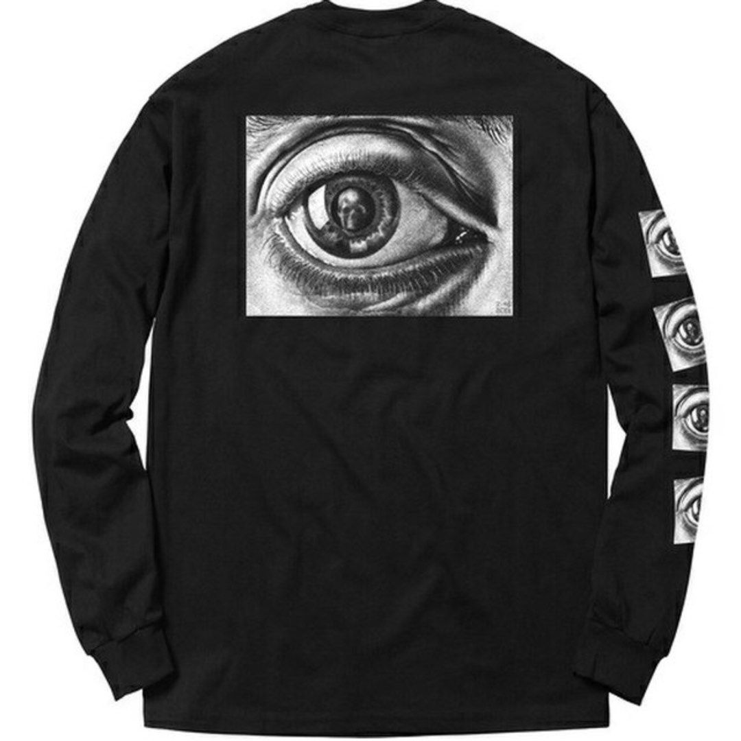 Supreme Escher Eye Tee Black, 男裝, 上身及套裝, T-shirt、恤衫、有