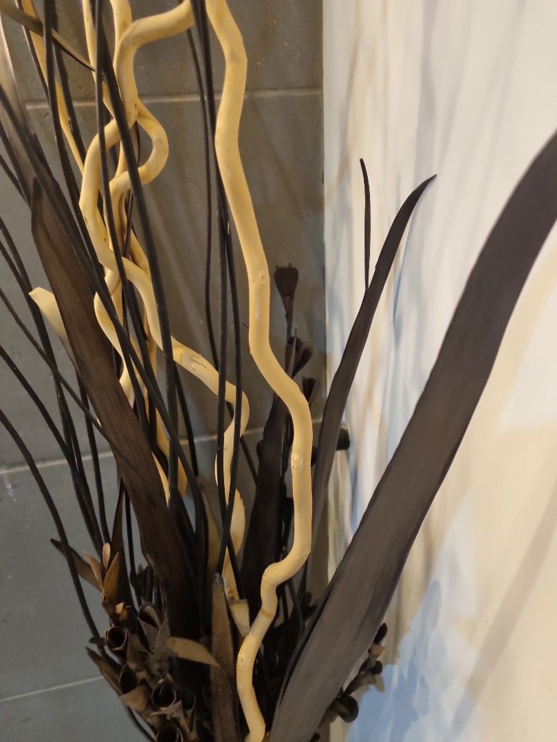 Tall glass vase with dried flowers twigs, Furniture & Home Living, Home