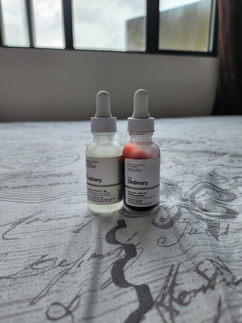 The Ordinary Bundle (Category: Face Care) located in San Juan City. Submitted by _allykim (Listing ID 1244884568, Image 1). Description: SKINCARE BUNDLE for those wanting to try first before buying full sized bottles: TAKE BOTH FOR 1K >>The Ordinary Hyaluronic Acid 2% + B5 (90% full) >>The Ordinary AHA 30% + BHA 2% Peeling Sokution (70% full).