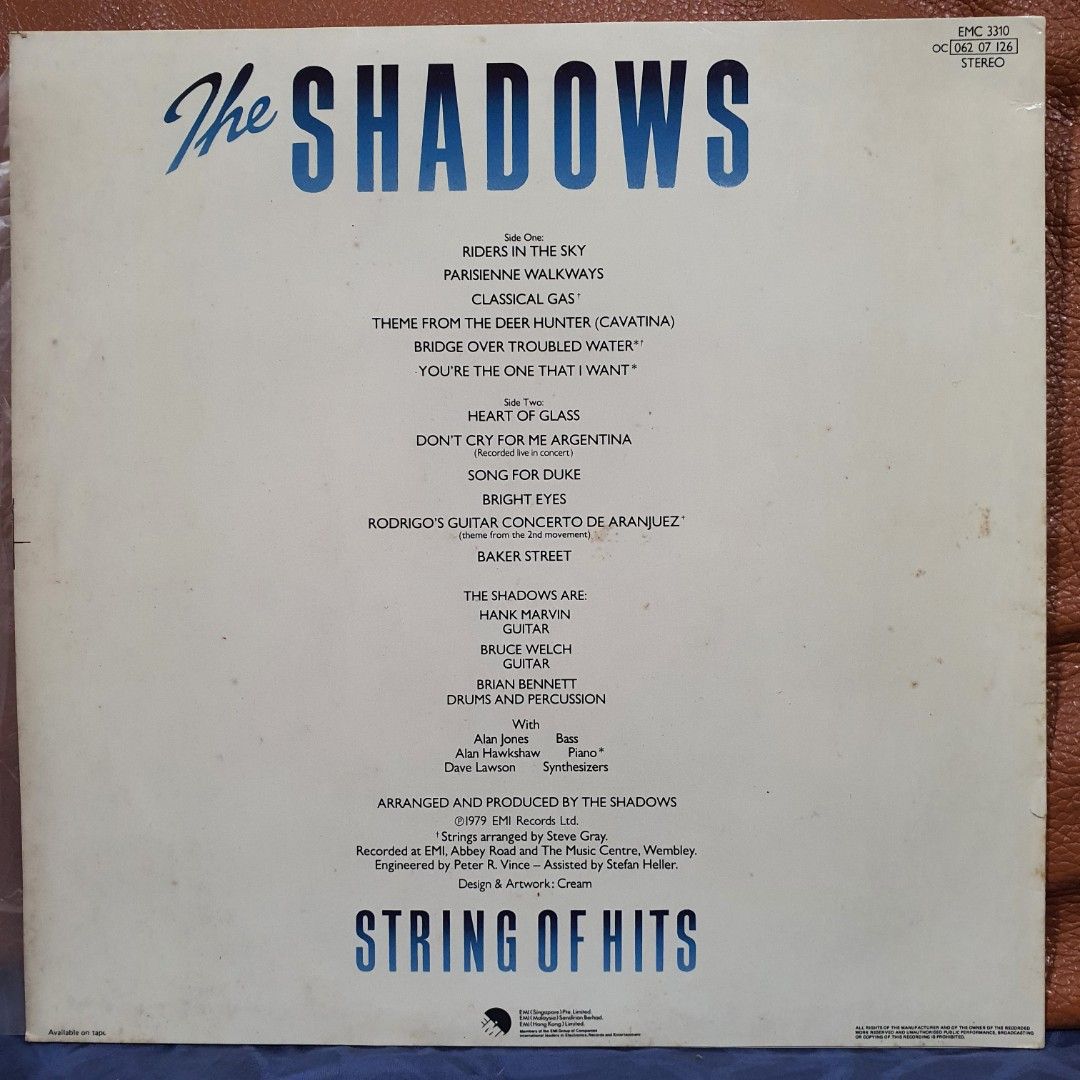 The Shadows - String Of HITS vinyl record ELP, Hobbies & Toys, Music ...
