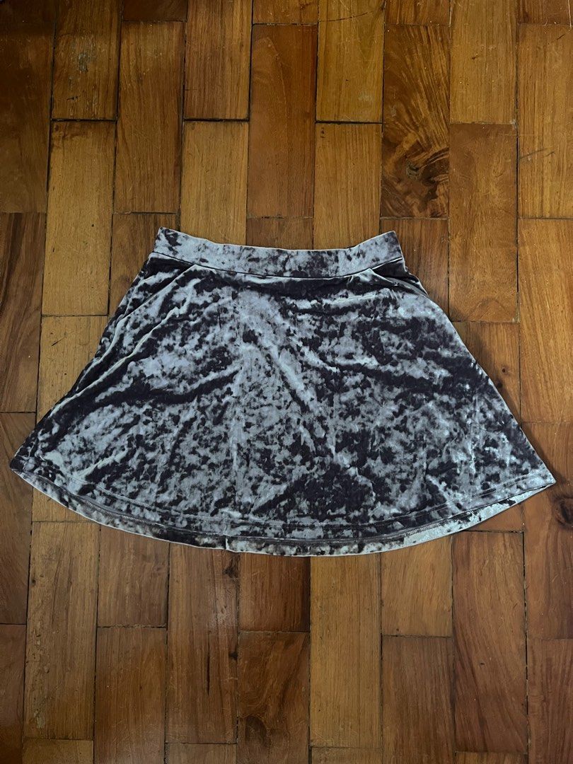 Gray crushed velvet best sale skirt