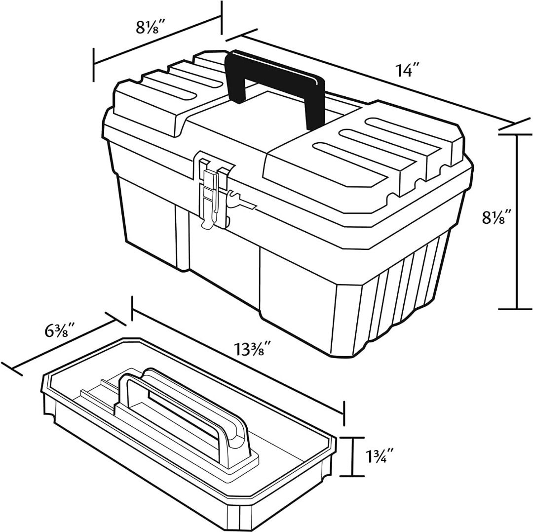 USA made AkroMils ProBox 14Inch Plastic Toolbox for Tools, Hobby or