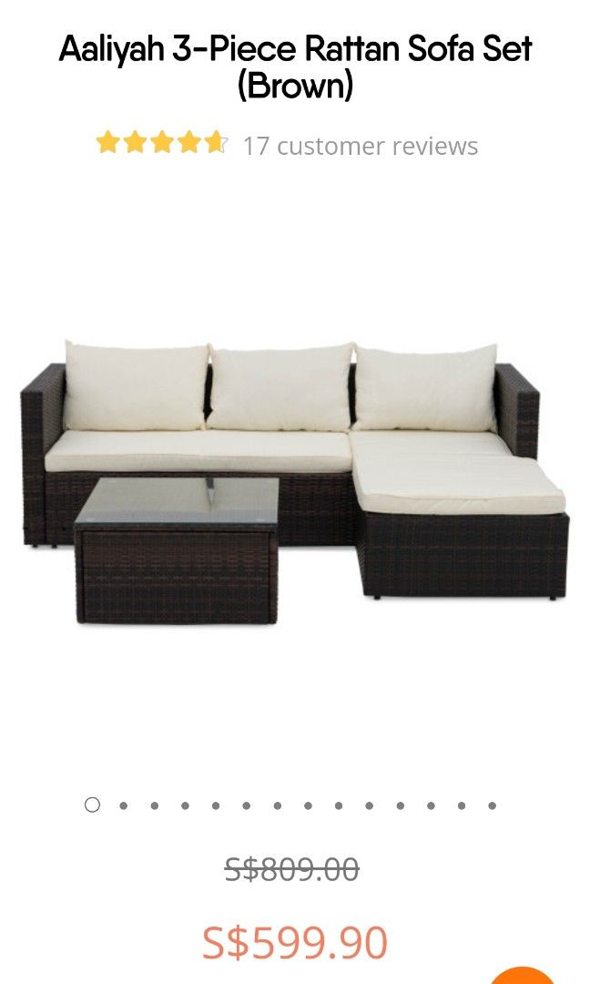 Used Outdoor Patio Set, Aaliyah Rattan set with ottoman and table