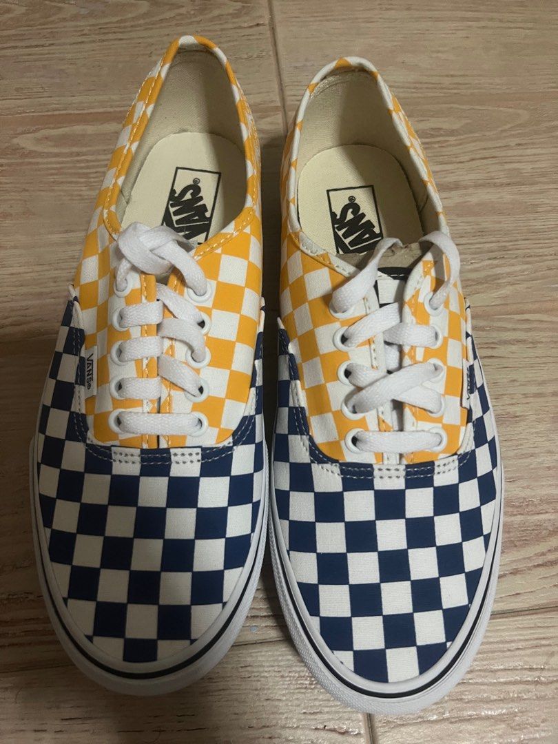 Red blue and cheap yellow checkered vans