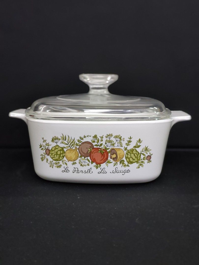 Casserole w/Lid, Corning, Spice of Life with Lid, 3 Qt, Vintage