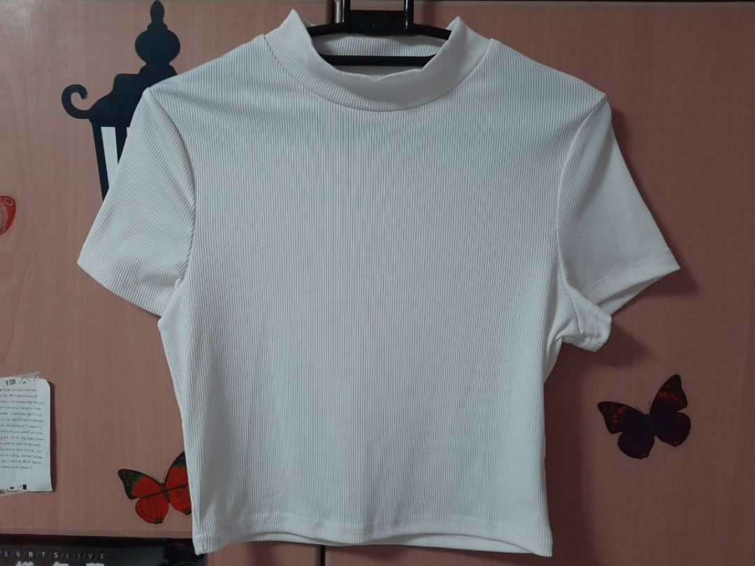 White High Neck Crop Top Women s Fashion Tops Other Tops on