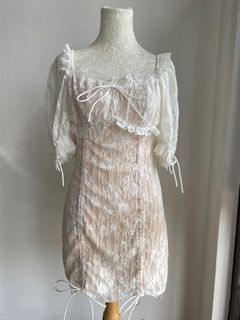 white lace mini dress