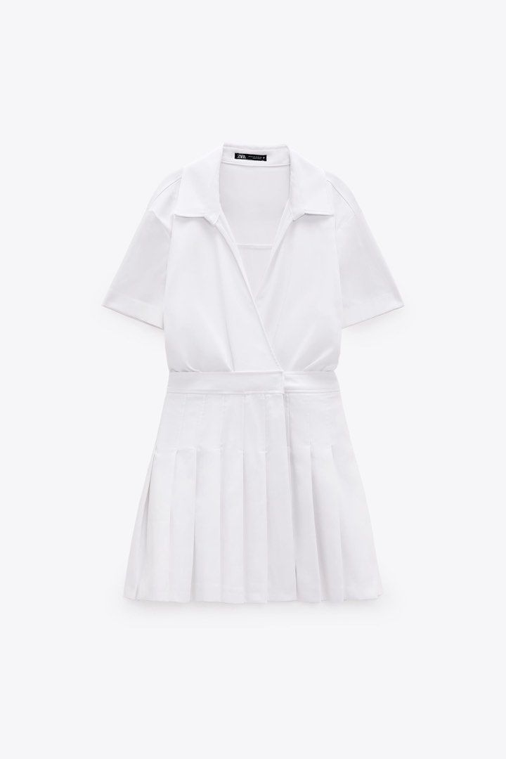 Box pleat jumpsuit dress white zara clearance
