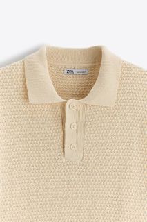 Zara Crochet Knit Polo Shirt