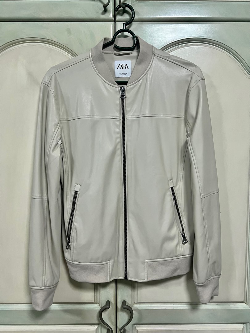 White leather jacket mens zara cheap