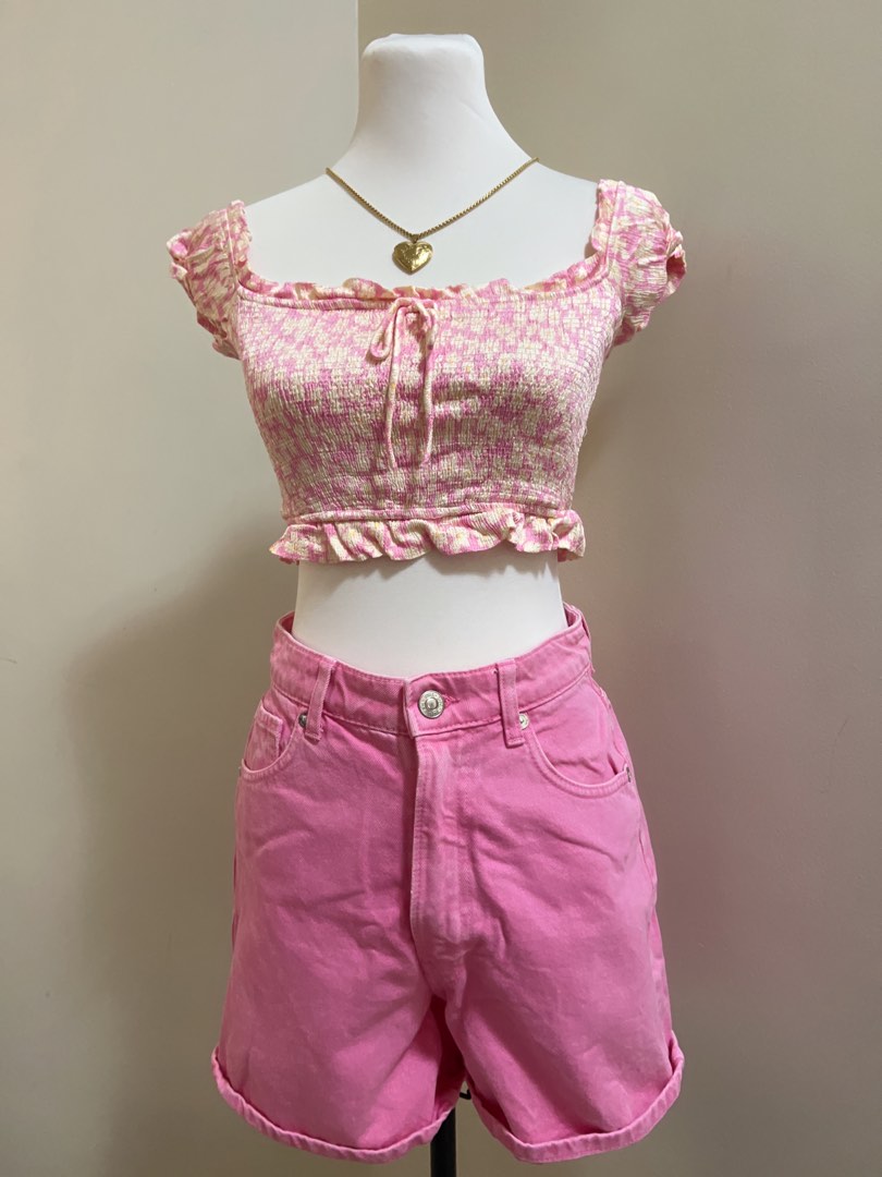 ZARA ORIGINAL UNUSED CROP TOP (FLORAL PINK), Women's Fashion, Tops