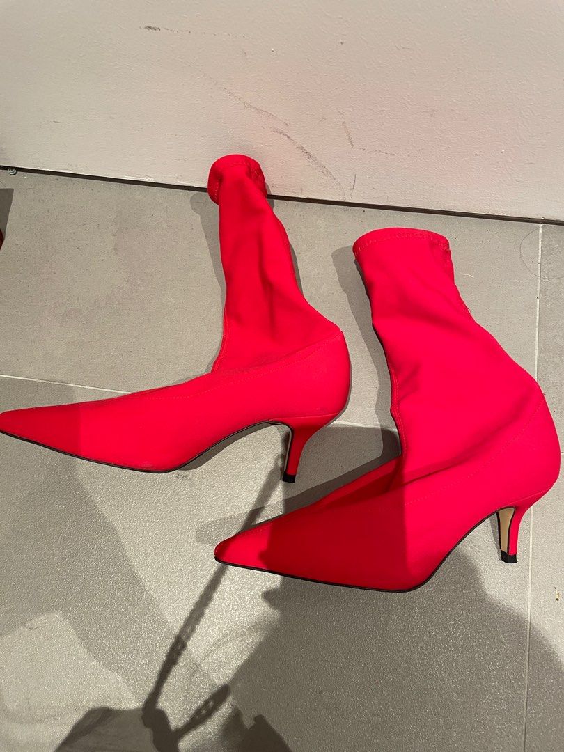 Zara red sock booties 37