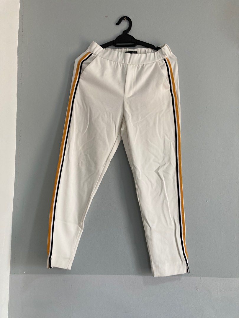 Zara white trousers with inspirant side stripe