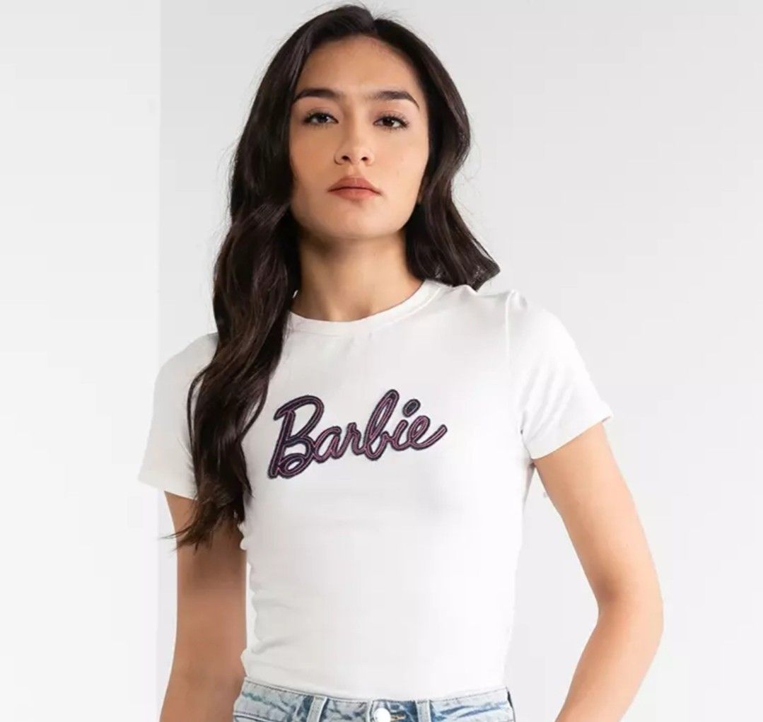 100% cotton Barbie White Top Size M only (with tag), Women's Fashion, Tops,  Shirts on Carousell