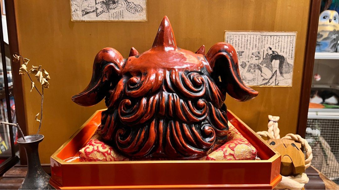 楠一刀彫獅子B 片切彫 唐獅子額の制作