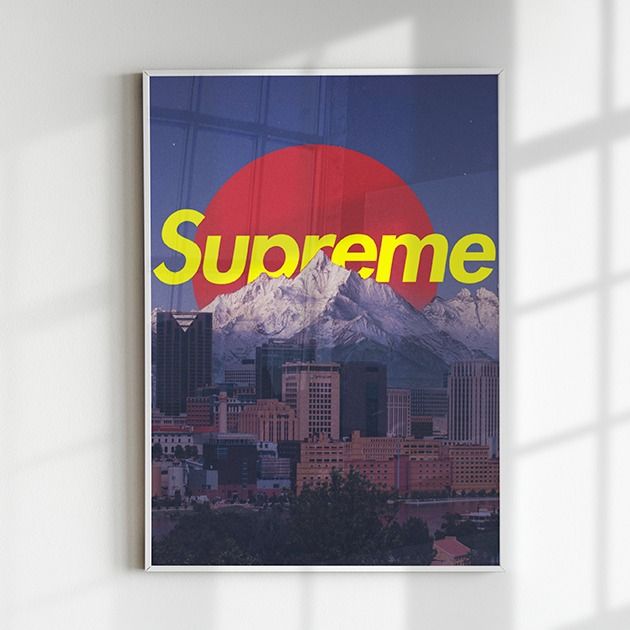 Ready Stock]Supreme x 3D Logo poster, Streetwear poster, Street icon, Wall sticker, Wall deco, Frame poster
