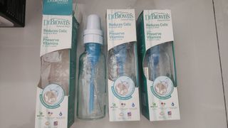 3pcs Dr Browns Natural Flow infant feeding bottle (glass,reduces colic,8oz)