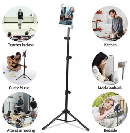 Tablet Tripod for iPad Floor Stand,iPad Pro Tripod Mount for Video  Recording,iPhone Holder Stand w. Remote Aluminum 360 Rotating Adjustable  68 Tall Tripod for iPhone 13 Pro Max/Projector/Camera 
