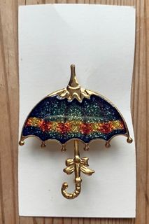 懷舊琺瑯彩雨傘胸針(連盒) (Vintage enamel umbrella brooch with box)64211550887041110