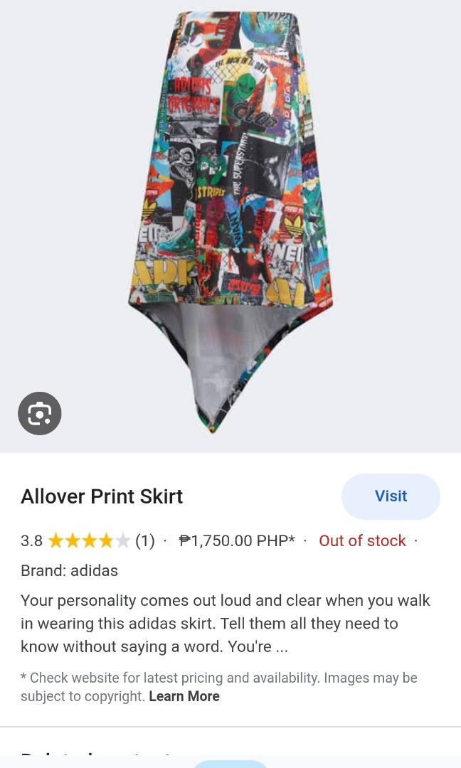 Adidas all over print skirt (Category: Skirts) located in Tagbilaran City. Submitted by sandyguillermo (Listing ID 1245162730, Image 3). Description: .