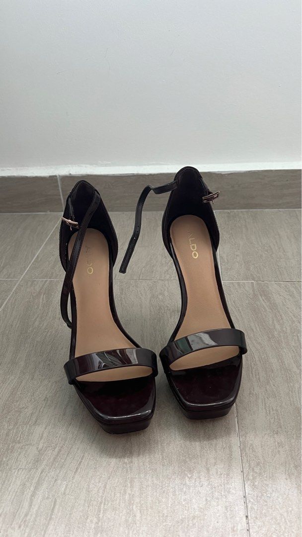 Aldo black sales ankle strap heels