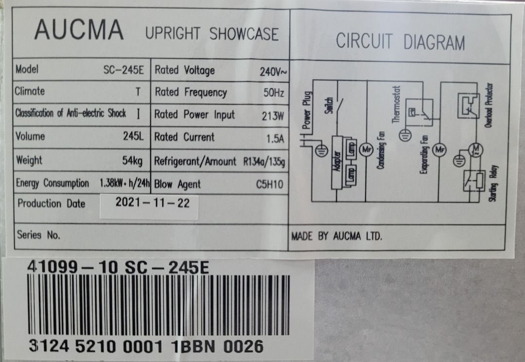 AUCMA Standing Chiller | Drinks Display Showcase SC-245E, TV & Home ...