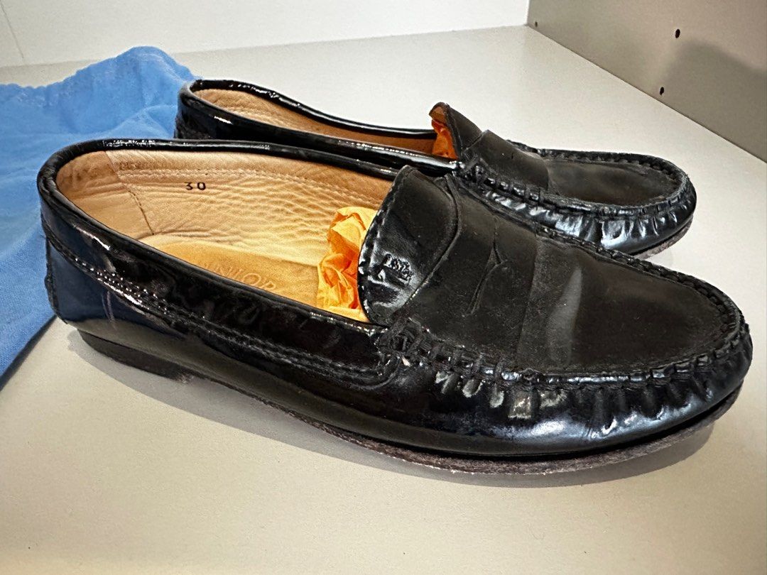 Authentic Tod s Junior Gommino Driving Black Patent Leather size