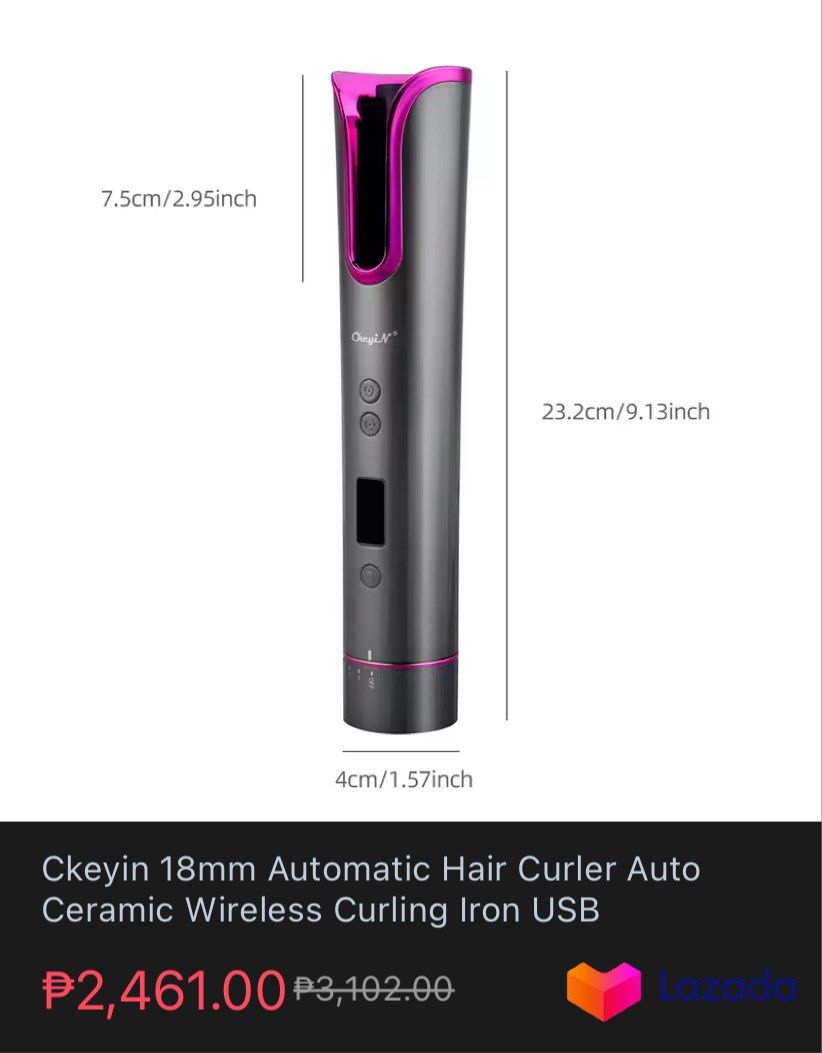 Hair Curler Automatic and Wireless (Category: Hair) located in Bacolod City. Submitted by g0rejuice (Listing ID 1245136643, Image 2). Description: Bought this for more than 2,000+ but I don’t use it often. So I’m selling it..