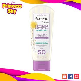 Aveeno Baby Continuous Protection Sensitive Skin Zinc Oxide Mineral Sunscreen SPF 50 3 fl oz 88ml