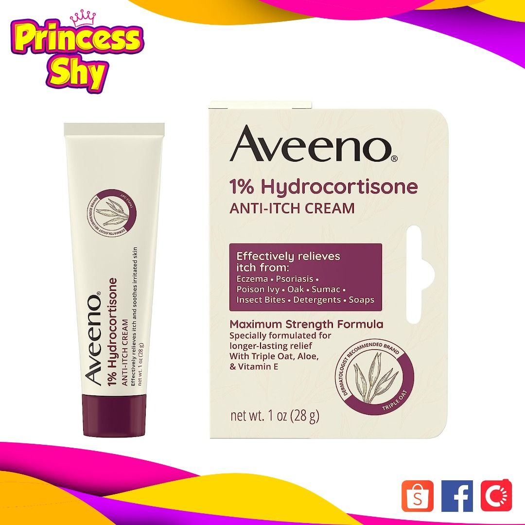 Aveeno Maximum Strength 1% Hydrocortisone Anti-Itch Cream 1oz 28g (Category: Face Care) located in San Juan City. Submitted by princessshyph (Listing ID 1032594708, Image 1). Description: Aveeno Maximum-Strength 1% Hydrocortisone Anti-Itch Cream gives compelling and durable help of irritated skin This greatest quality tingle alleviation cream is intended to mitigate aggravated skin because of minor disturbances, irritation and rashes From the der